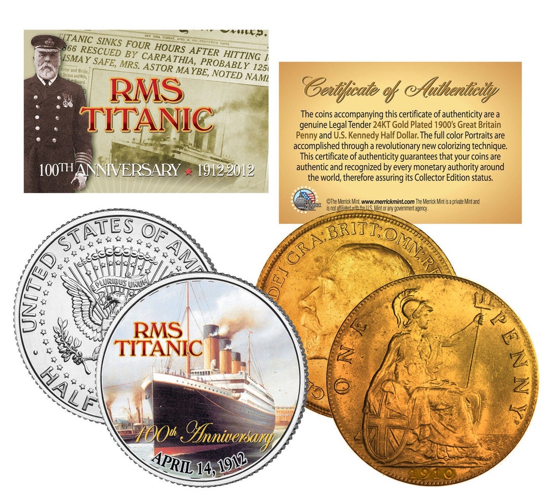 RMS Titanic 100th Anniversario " Jfk Mezzo Dollaro & 1910 - Foto 14