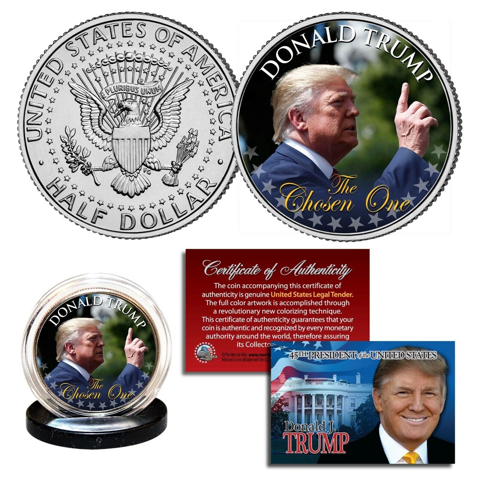 Donald Trump 45th President THE CHOSEN ONE Kennedy Half Dollar Coin - Ships  Fast & Free to U.S. - Etsy Ireland