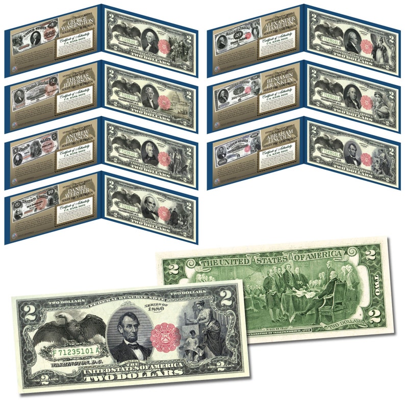 1880 Series Bank Notes Hybrid Commemorative Black Eagle - Set of All 7 Modern US $2 Bills ($1