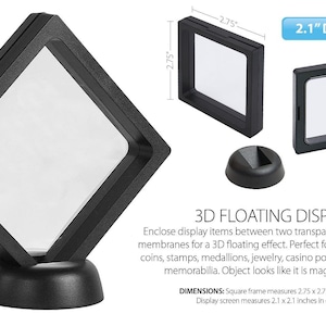 3D Floating View Münzanzeige - Größerer Rahmenobjekthalter - Größe LARGE 2.1 ”- Menge wählen