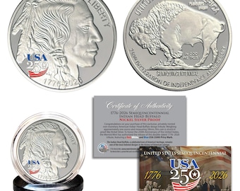 1776-2026 Semiquincentennial America's 250th Anniversary * BUFFALO * Nickel-Silver 1 oz Tribute Coin