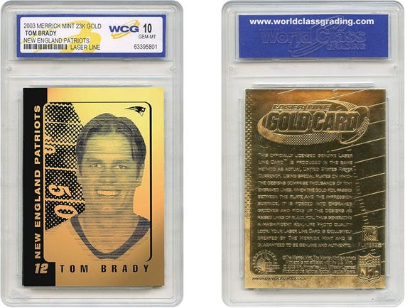 tom brady graded cards 2003 TOM BRADY Laser Line NFL New England Patriots 23K Gold Card