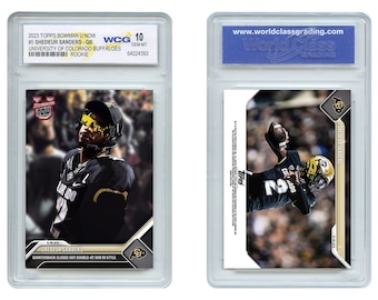 ORIGINAL 2023 Shedeur Sanders QB Topps Colorado Buffaloes Rookie Card #5 - Gema calificada Mint 10 - Envío rápido y gratuito a EE. UU.