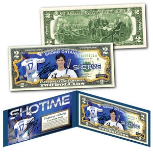 Shohei Ohtani SHOTIME Los Angeles Dodgers 2024 World Series Champions gelicentieerd origineel Amerikaans biljet van 2,00 dollar - snelle, gratis verzending naar de VS