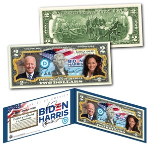2-PACK Trump Pence Premium Collectible Novelty 2020 Dollar Bills with Cases