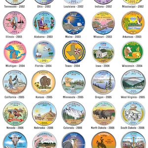 1999-2009 Complete Colorized US Statehood Quarters * 56-Coin Complete Set * w/Capsules - Free Ship to U.S.