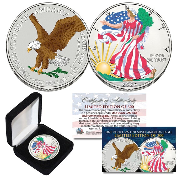 thumbnail interactive-video image 1 of 2024 American Silver Eagle – 1 Oz .999 Silver With 24KT Gold Accent – U.S. Mint Box 1 of 5
