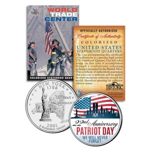 9-11 World Trade Center 22e verjaardag "Patriot Day" NY Quarter - inclusief ruilkaart