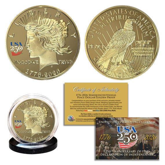 【限定品】米海軍250周年記念メダルセット 1776-2026 500周年記念 アメリカ建国250周年記念 * 平和ドル * 黄金1