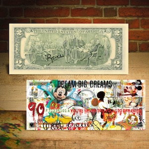 Balloon Girl STAY HOME - Pop Art Genuine 2 Dollar Bill
