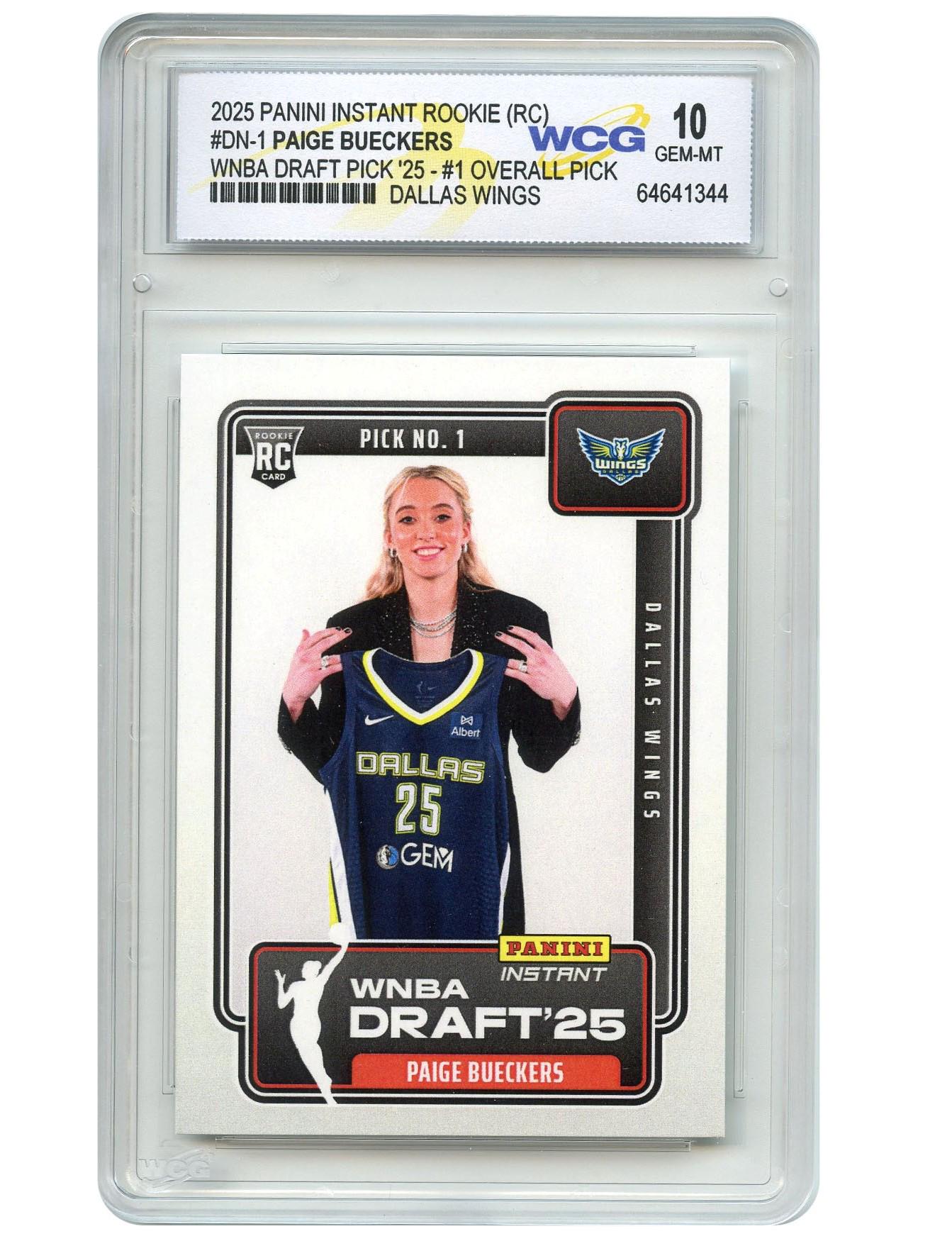 2025 Panini Instant WNBA Draft Night Paige Bueckers ROOKIE  2025 Panini Instant WNBA  #DN-1  Paige Bueckers  Wings Rookie (RC) Gem Mint 10 display picture 1