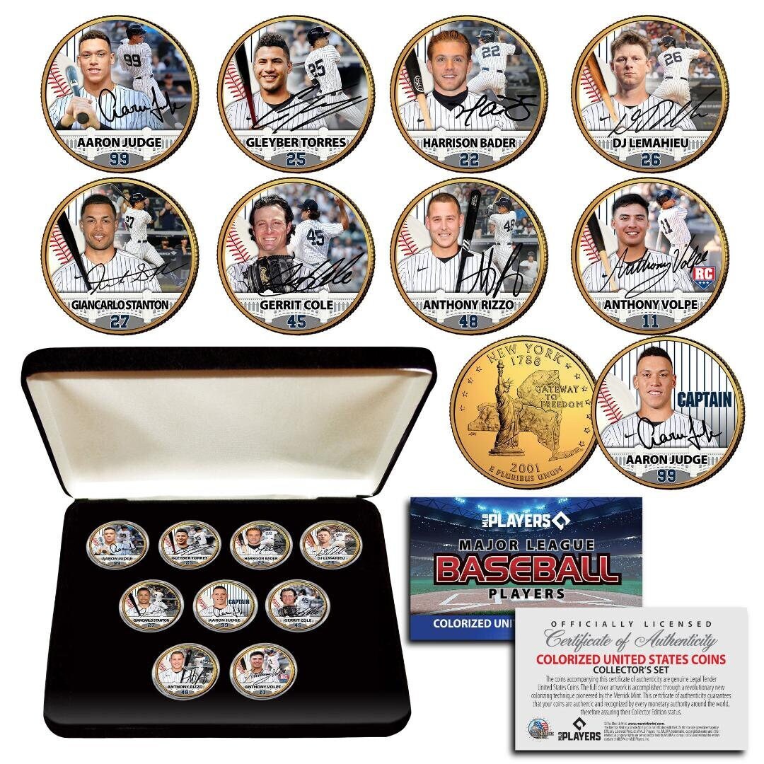 2023 YANKEES Baseball Licensed MLB 9coin New York State Quarters W/box