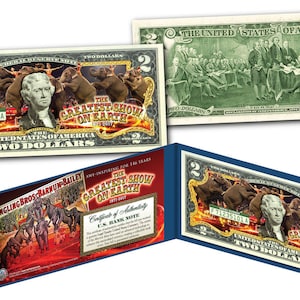 Ringling Bros. y Barnum & Bailey Circus colorearon el billete de dos dólares en moneda genuina de EE. UU.