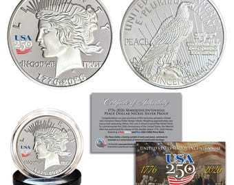 1776-2026 Semiquincentennial America's 250th Anniversary * Peace Dollar * Nickel-Silver 1 oz Tribute Coin