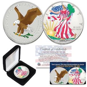 2025 Colorized 2-Sided 1 oz .999 Silver American Silver Eagle Coin with Box
