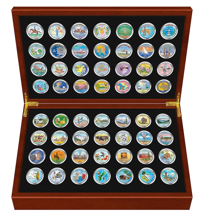 1999 2009 Complete Colorized Set Of State Quarters 56 coin Set Etsy 1999-2009-complete-colorized-set-of-state-quarters-56-coin-set-etsy