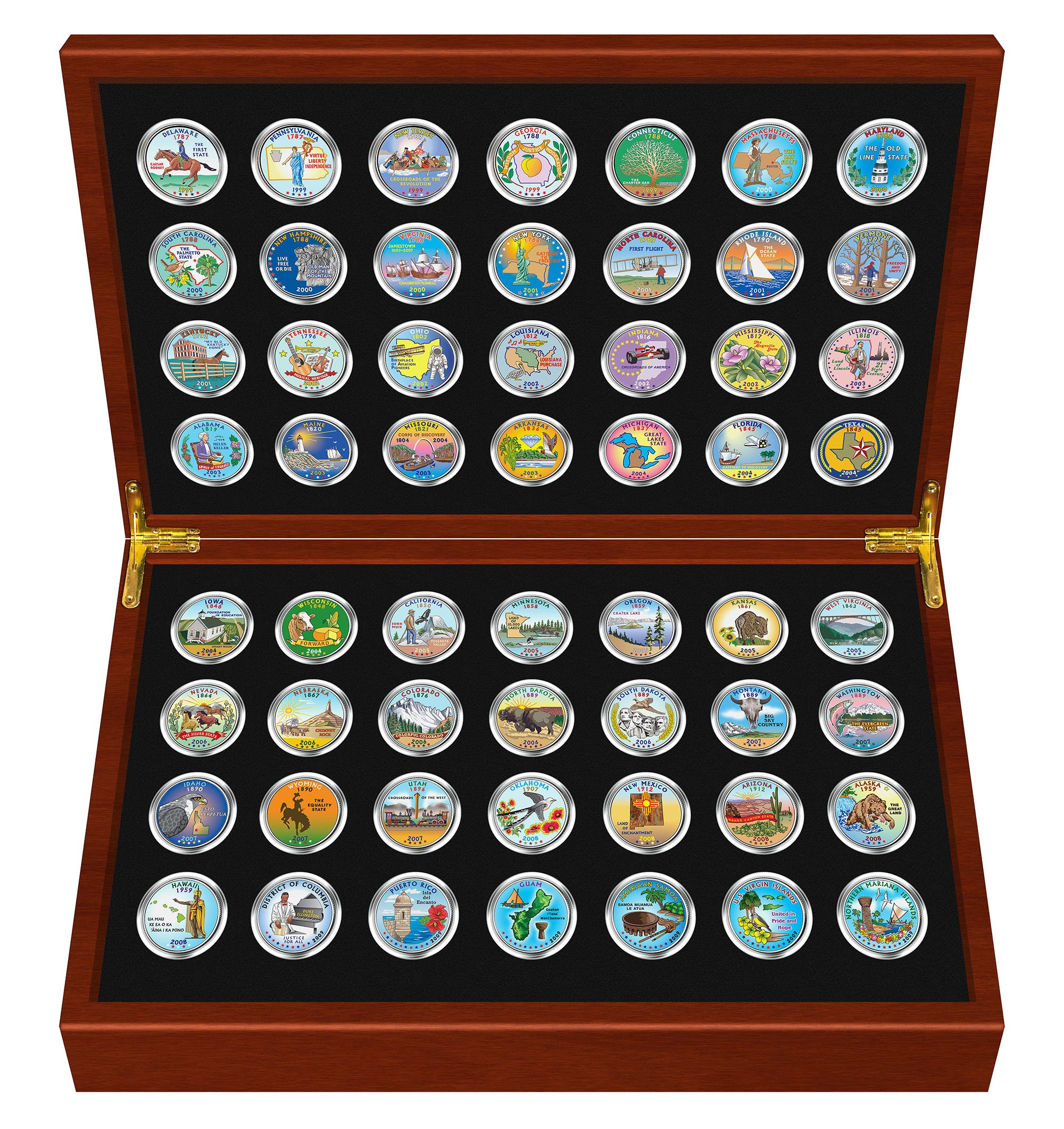 1999-2009 Complete Colorized Set of State Quarters 56-coin