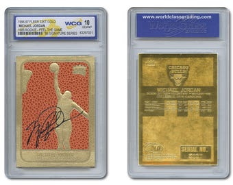 1996 MICHAEL JORDAN Fleer "Feel the Game" Signature 23KT Gold Card with "86 Rookie Design" - Graded Gem Mint 10