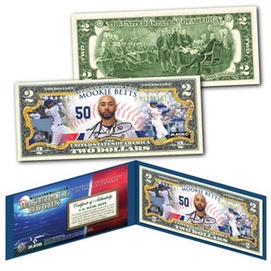 MOOKIE BETTS Los Angeles Dodgers &quot;Baseball Bucks&quot; offiziell lizenzierter MLB Player U.S. 2 Dollar Bill