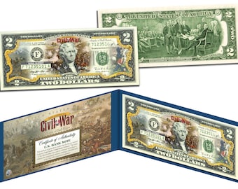 Civil War * Battle of BULL RUN * Two Dollar Bill on Genuine U.S. Currency - Ships Fast and FREE to U.S.
