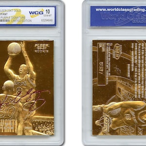 1996-1997 KOBE BRYANT Fleer 23K Gold ROOKIE Card Purple Facsimile Signature Series - Graded Gem Mint 10