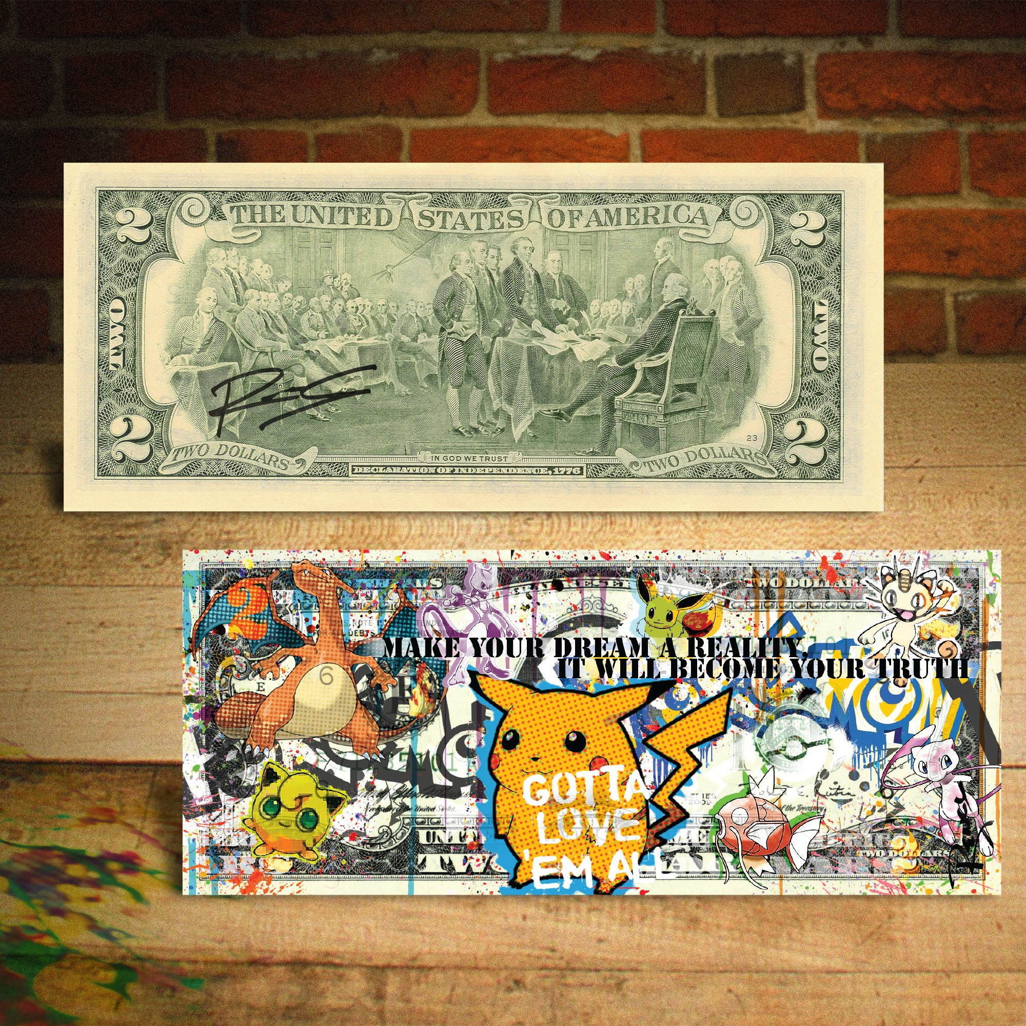 Rency Art NYC Subway Car Graffiti Banksy Colorized $2 Bill