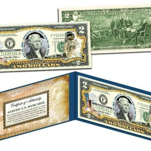 Può includere: Una banconota da due dollari con un ritratto di Neil Armstrong, il primo uomo sulla luna, e un razzo. La banconota è incorniciata da un bordo blu e oro con un certificato di autenticità.