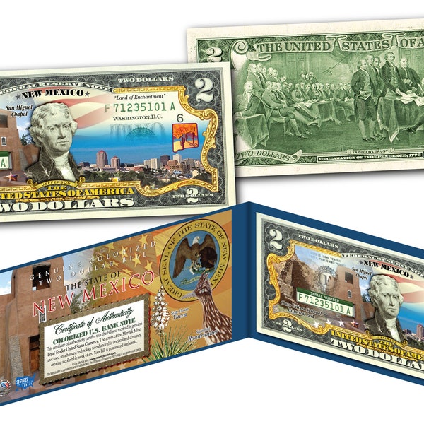 NEW MEXICO through So. CAROLINA - Honoring America's 50 States Genuine U.S. Currency 2.00 Bill -Choose State