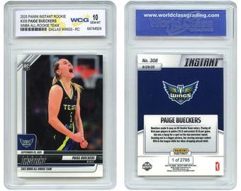 Tarjeta de novato Panini n.° 308 de Paige Bueckers, equipo All-Rookie de la WNBA, clasificada Gem Mint 10
