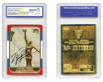 Michael Jordan 1998 Fleer 23K Gold Card PRIZM HOLO Signature Rookie '86 Design - Graded Gem Mint 10