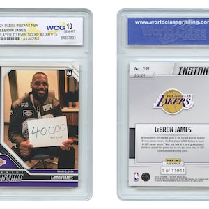 2023-24 Panini Instant NBA LeBRON JAMES n° 391, historique de 40 000 PTS - Gem-Mint 10 - Livraison rapide gratuite aux États-Unis