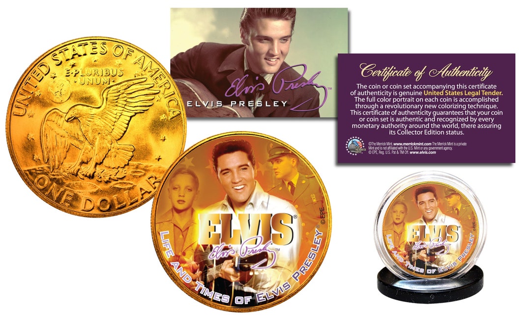 1977 ELVIS PRESLEY 24K Gold Plated Eisenhower IKE Dollar - Fast Ship ...