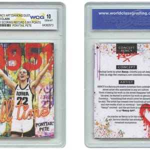 2024 CAITLIN CLARK All Time Scoring Rekord 3.951 Punkte Diamond Dust Rency Card Graded Gem Mint 10 - Fast Free Ship in die USA