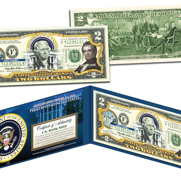 Choose a U.S. * Presidential Series * 2 Dollar Bill #11-20 POLK LINCOLN GARFIELD Genuine Legal U.S. Tender - Ships Fast Free to U.S.