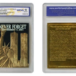 Patriotic World Trade Center 9/11 "BLACK-GOLD" 23K Gold Card Graded Gem-Mint 10 - Schneller und KOSTENLOSER Versand in die USA