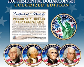 Presidential One Dollar 2-Sided COLORIZED President Coin Sets w/Capsules - CHOOSE YEAR