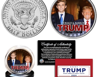 Donald Trump and Barron Trump OFFICIAL Genuine JFK Kennedy Half Dollar U.S. Coin - Ships Fast & FREE to U.S.!