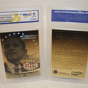BARACK OBAMA 44:e presidenten Laser Line guldkort graderad ädelsten oanvänd 10 * BOGO *