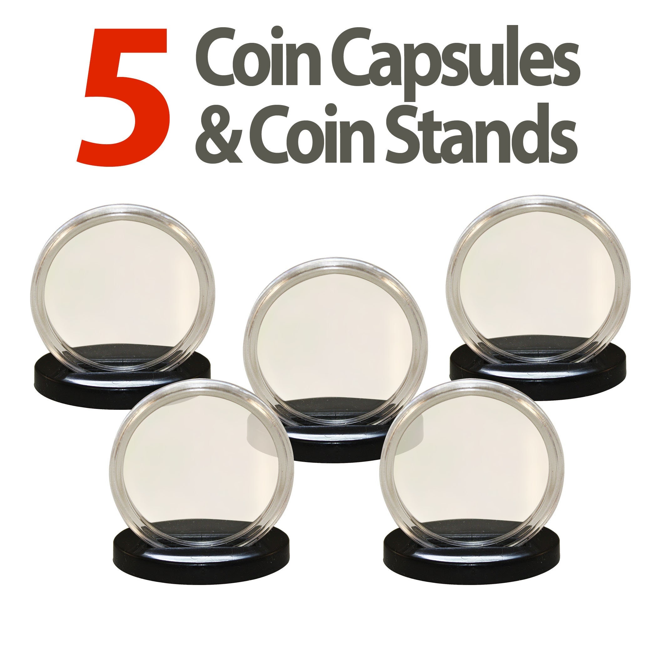 ChallengeCoinUSA Clear 2  (50mm) Coin Case with large stand.