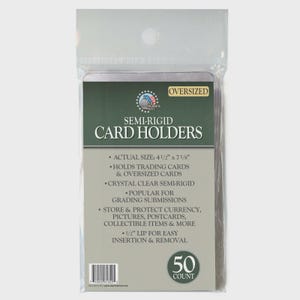 50 Count OVERSIZED Semi Rigid Card Holders - Save & Protect