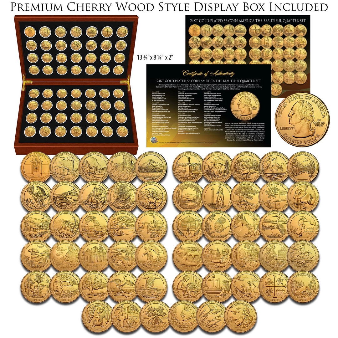 Complete 24K GOLD PLATED America the Beautiful Parks Quarter 56