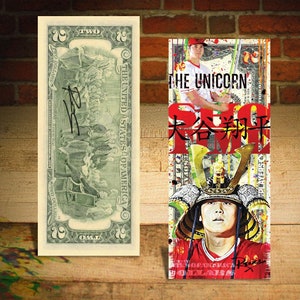 SHOHEI OHTANI Shotime Baseball * The Unicorn * SIGNED by Artist Rency Genuine Legal 2 Dollar Bill - Ships Fast, Free to U.S.