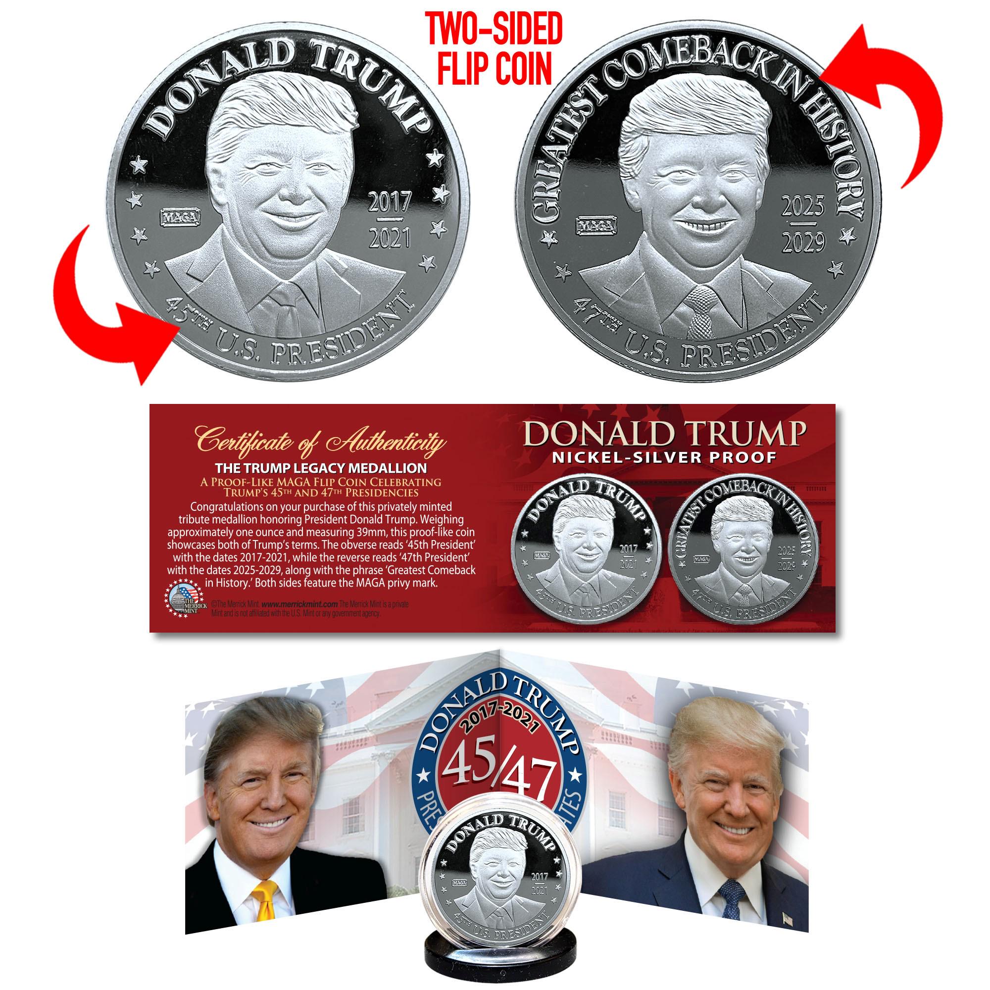 【４枚】　銀貨　シルバー　ドナルド　トランプ 2024年 アメリカ トランプ大統領銀メダル シルバーコイン 「ドナルド