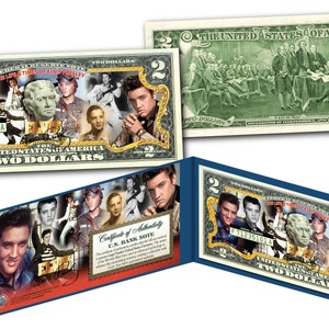 ELVIS PRESLEY  &quot; Life & Times &quot; Colorized Two Dollar Bill Genuine US Currency