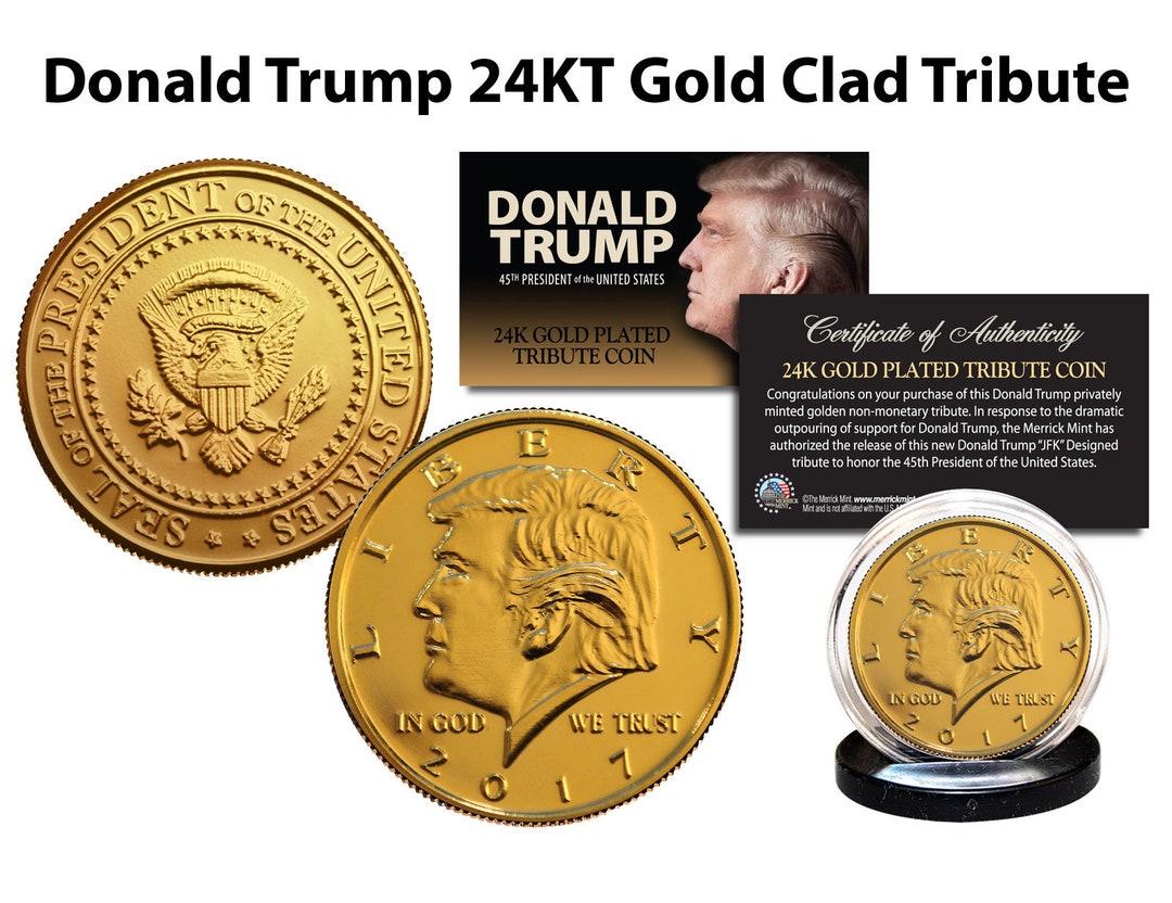 Moneda de homenaje de 12 gramos bañada en oro de 24 quilates con la  inauguración oficial de Donald Trump en 2017 - Etsy España
