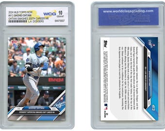 Cartão de beisebol autêntico Topps Now 2024 Topps Now #413 SHOHEI OHTANI marca o 200º home run da carreira - Classificado como Gem Mint 10 - Direto da Topps!