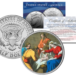 Jesus Christ Birth &quot;NATIVITY&quot; John F. Kennedy Half Dollar U.S. Coin