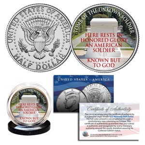 Tomb of the Unknown Soldier Arlington National Cemetery JFK Half Dollar Coin - Ships Fast - Free U.S.