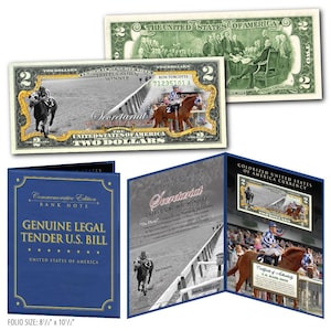 Secretariat Racehorse 2.00 Dollar US Bill Triple Crown 50th Anniversary Numbered out of 1973 - Fast Free Ship to U.S.