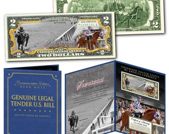 Secrétariat Racehorse 2.00 Dollar US Bill Triple Crown 50th Anniversary Numéroté sur 1973 - Fast Free Ship to U.S.